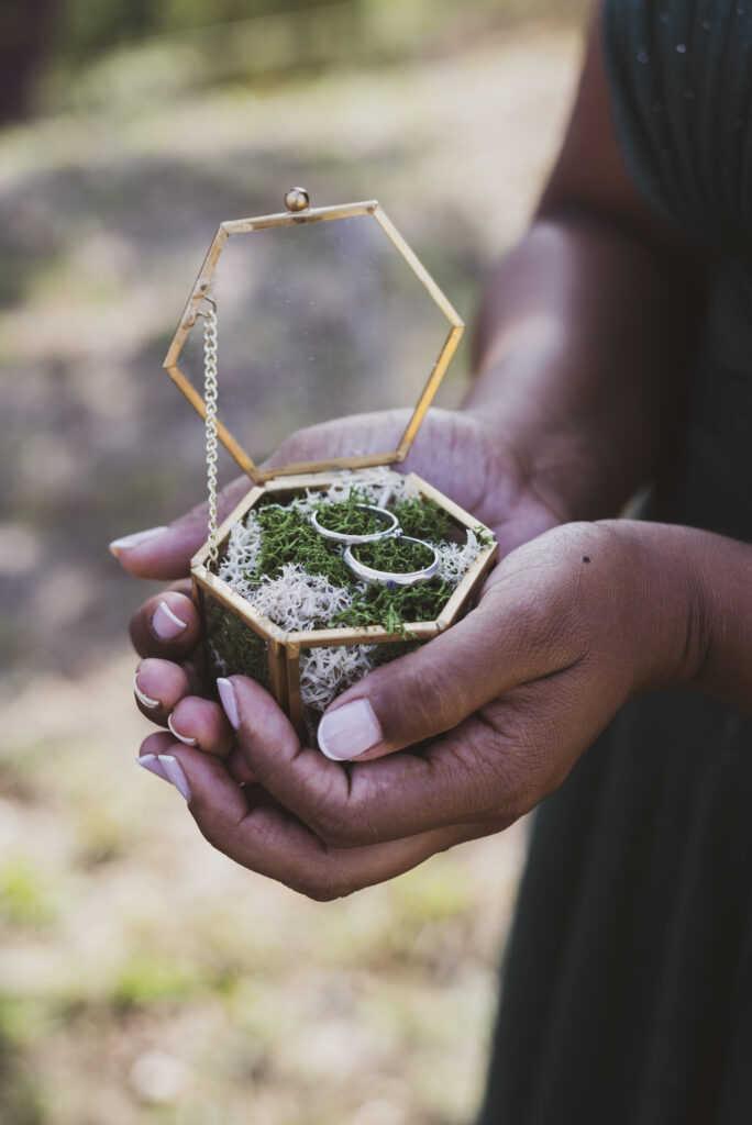 Custodia con anelli porta con entrambe le mani